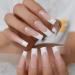 24pcs Long Square Nude White French Tip Press On False Nails for Women - Glossy Gel Full Cover Manicure - Buy Online on GoSupps.com