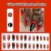 Shop Red Black Almond Press on Nails - Glitter Gold Striped Design | 24Pcs Medium Fake Nails for Weddings & Birthdays - DK68IP - Buy Online on GoSupps.com
