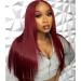 ULRICA 13x4 HD Lace Front Wigs Human Hair 99J Burgundy Lace Front Wigs Human Hair Pre Plucked Wine Red Wig Human Hair with Baby Hair  Straight Red Lace Front Wigs Human Hair 150% Density 100% Virgin Human Hair Wigs for W...