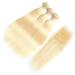 613 Blonde Brazilian Straight Human Hair Bundles with Closure - 18/22/22 + 14 Inch - Remy Hair Extensions - Can Be Dyed - Buy Online on GoSupps.com