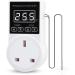 XIEHUZA Digital Thermostat Plug Socket LCD Screen Temperature Controller with Water Proof Sensor Probe Heating Cooling Temperature Switch Outlet for Reptile Greenhouse Terrarium Home 10A