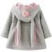 TMEOG Baby Girls Rabbit Ears Cloak Hooded Coat | 9-12 Months Grey - Buy Online on GoSupps.com