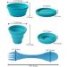 Ecoart Silicone Collapsible Bowl Cup Set with Spork - Ideal for Outdoor Camping, Hiking, and Travel - Set of 3 - Buy Online on GoSupps.com