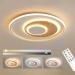 Fitzmia LED ceiling light ceiling lamp with wood ceiling lamps dimmable with remote control modern round wood ceiling lamp for bedroom children's room living room kitchen 24W 2400lm 40cm