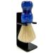 Parker Safety Razor THE BIG BLUE BOAR Deluxe Iridescent Blue Handle Boar Shaving Brush & Stand