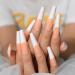 Extra Long Beige White XXL Coffin Artificial Nails - Shiny French Press-On Tips 24 PCs Kit for DIY Nail Art - Buy Online on GoSupps.com