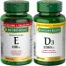 Nature's Bounty Vitamin E Pills And Supplement Helps Maintain Health 400Iu 200 Softgels & Vitamin D3 2500 IU 300 Softgels Helps to prevent Vitamin D deficiency Value Size Vitamin+ Vitamin D3