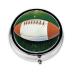 White Rugby Ball Portable Metal Pill Box Round Mini 3-Compartment Plastic Insert hinged Fastening Design Suitable for Small Pills Must-Have for Travel
