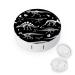 Bagea-Ka Black And White Dinosaur Skeleton Pattern Contact Lens Case Box Eye Care Kit Holder Mirror Box with Tweezers Remover Tool Solution Bottle for Outdoor Travel & Home