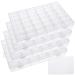 BAKHUK 4 Pack 36 Grids Clear Plastic Organizer Box Storage Container with Adjustable Divider Tackle Box Organizer Bead Organizer Art Crafts Jewelry with 400 Label Stickers A-36 compartments