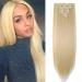 26" Long Straight Clip in Hair Extensions Full Head 8Pcs 18Clips Ombre Colorful Synthetic Hair Clip in Hairpiece Bleach Blonde Bleach Blonde 26 inch