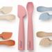 Infatot Baby Weaning Spoons Set - Perfectly Sized Weaning Cutlery - Silicone Baby Spoons 4 Months - Baby Feeding Spoons Baby Stuff Infant Self Feeding Spoons for Baby - Plum