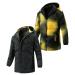 GXLONG Men's Fashion Tie Dye Puffer Jacket On Both Sides Zip Up Thickened Down Coat with Pockets Mid Long Hooded Windbreaker X-Large Black