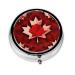 Canadian Maple Leaf Tours Portable Metal Pill Box Round Mini 3-Compartment Plastic Insert hinged Fastening Design Suitable for Small Pills Must-Have for Travel Black