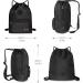 WANDF Drawstring Backpack with Shoe Pocket - Water-Resistant Gym Bag for Women, Girls, Men - Black - Buy Online on GoSupps.com