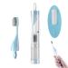 Foldable travel toothbrushes portable soft toothbrush with soft bristle brush with toothpaste dispenser with cleaning brush and replacement toothbrush head camping toothbrush school business trip (blue)