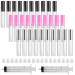 SKPPC 30 Pcs 10ml Lip Gloss Tubes Empty Lip Gloss Containers, Clear Lip Balm Bottle with Rubber Stoppers for Lip Samples Travel DIY Makeup (Black, Sliver and Pink)
