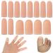 14 Pcs Silicone Finger Protectors  Gel Finger Cots Finger Guard for Trigger Finger  Finger Arthritis  Finger Cracking  Blisters  Eczema and Other Finger Pain Relief 14 Pcs Beige