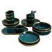 21 piece peacock green tableware set plates plates ceramic bowls plates gold border decorations