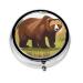 Brown Bear Walkinground Pill Box 3 Compartments Round Pill Box Organizer for Purse Or Pocket Portable Travel Pill Box