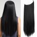 Halo Hair Extensions Dark Black Long Straight Synthetic Hairpieces 22 Inch 4.4 Oz Secret Wire Headband for Women Heat Friendly Fiber No Clip 22Inch&Straight Dark Black #2