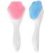 Silicone Face Scrubber Exfoliating Brush Beomeen 2 Pack Manual Handheld Facial Cleansing Brush Blackhead Scrubber Soft Bristles Waterproof for Face Skincare (Blue Pink) Blue pink