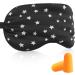 Stars Silk Sleep Mask - Black Starry Sky Eye Cover with Adjustable Strap & Earplugs | Soft Lightweight Blackout Sleeping Aid for Men & Women - Buy Online on GoSupps.com