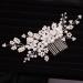 Teyglen Flower Bride Wedding Hair Comb - Bridal Pearl Crystal Side Comb for Women - Rhinestone Headpiece Hair Accessory - Buy Online on GoSupps.com