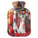 Cat and Dog Christmas Hot Water Bottle with Soft Fleece Cover 2 Liter Large Hot Water Bag for Hot and Cold Compress