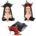 amangul Women Floral Headdress Rose Flower Mesh Lace Headbands for Halloween Party Carnival Vintage Costume Party s(Red Black) - Buy Online on GoSupps.com