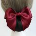 Wine Red Bow-Knot Decor Hair Snood Net Women Bowknot Decor Barrette Elastic Mesh Hair Bun Cover Bow-Knot Decor Hair Clip Hairnet