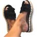 evzosrz Women's Bow Tie Platform Espadrille Wedge Sandals - Black, Size 7.5 - Buy Online on GoSupps.com