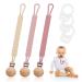Silicone Dummy Clips Set 3pcs Soother Clips Chains with Adapter Ring for Baby One-Piece Design Pacifier Soother Chain Fits Most Pacifiers for Boys and Girls (Pink)