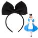 Bow Headbands Headdress for Women and Girls Perfect Hair Accessories for Alice in Wonderland Cosplay (Black)