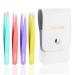 SUCOOR Tweezers Set - 4Pcs Professional Stainless Steel Tweezers  Best Precision Tweezers Set for Shaping Eyebrows  Great Beauty Tools for Facial Hair  Ingrown Hair  Blackhead Removal.(Multi-color)