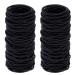 LIUJZZJ 100 Elastic Hair Bands Scrunchies Ponytail Holders no metal for Women Girls Kids Men Thick Hair Black