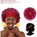 2-Piece Wide Band Satin Sleep Bonnet Set for Women - Black and Wine Red - Buy Online on GoSupps.com