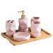 Soap Dispenser Lotion Dispensers Simple Ceramic Wash Bathroom 6 Piece Set Diamond Lotion Bottle Wash Set Liquid Soap Bathroom Countertop Gift Set (Color : White) (Pink)