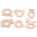 Baby Teether Wooden Teething Toys Beech Wood DIY Bracelet Clip Necklace Accessory Forest Animals Bird Hedgehog Owl Horse Sheep Elephant 6 Pack B-AWBT09