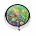 IBILIU Medicine Pill Case Spring Floral Watercolor Yellow Red Flowers Abstract Portable Pill Box for Pocket Metal Medicine Vitamin Organizer 3 Compartment Sort-0016 2 x 2 Inch