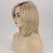 14-inch Platinum Blonde Bob Wig for White Women - Straight Ombre Blonde with Brown Roots - Heat Resistant Synthetic - Perfect for Daily Wear and Parties - Buy Online on GoSupps.com