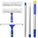 ITTAHO Squeegee for Window Cleaning,12"Squeegee and 11"Microfiber Scrubber Combi with Stainless Steel Pole,Extendable Squeegee Window Cleaner for Car,Sliding Door,Shower Glass Door-Swivel Style-2 Pads 12 Inch Sky Blue