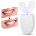 U-Shaped Toothbrush Adult Electric Sonic Toothbrush Automatic Cleaning Toothbrush Wireless Charging Tooth Clean Brush Cold Light Teeth Whitening Device Oral Care Tool for Travel Home (White)
