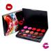 Makeup set including: a collection of 15 professional lipsticks richly pigmented matte and glossy finishes creamy texture in Lar colors