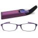 Lanomi narrow reading glasses Blue light filter women men ultra -light metal full frame reading aid seeing a rectangular uv400 protection computer glasses with case lila 1.0 dioptria