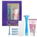Razors For Women Silky Smooth Shave 5 Bladed Razor for a Close Shave Shaver Hair Removal Set No Pain for Bikini Body Legs Shaving Cream for Travel and Home (Blue Shaver & Gel) Shaving&Hair removal cream blue1