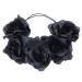 Black Rose Crown Hair Garland Wedding Festival Flower Wreath Headband Bridal Hairband Halloween Headpiece