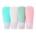 Silicone Travel Bottles Set - Leak Proof Cosmetic Toiletry Containers for Shampoo,Lotion Soap,Shampoo Liquids, Conditioner Travel Size Refillable Squeezable Portable Tubes, 4 Pack 2oz