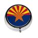 Arizona Flag Portable Metal Pill Box Round Mini 3-Compartment Plastic Insert hinged Fastening Design Suitable for Small Pills Must-Have for Travel