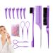 Whnbuij Styling comb buildup brush detangling combs and portable teasing barbell division braiding tools for styling travel daily use lilac
